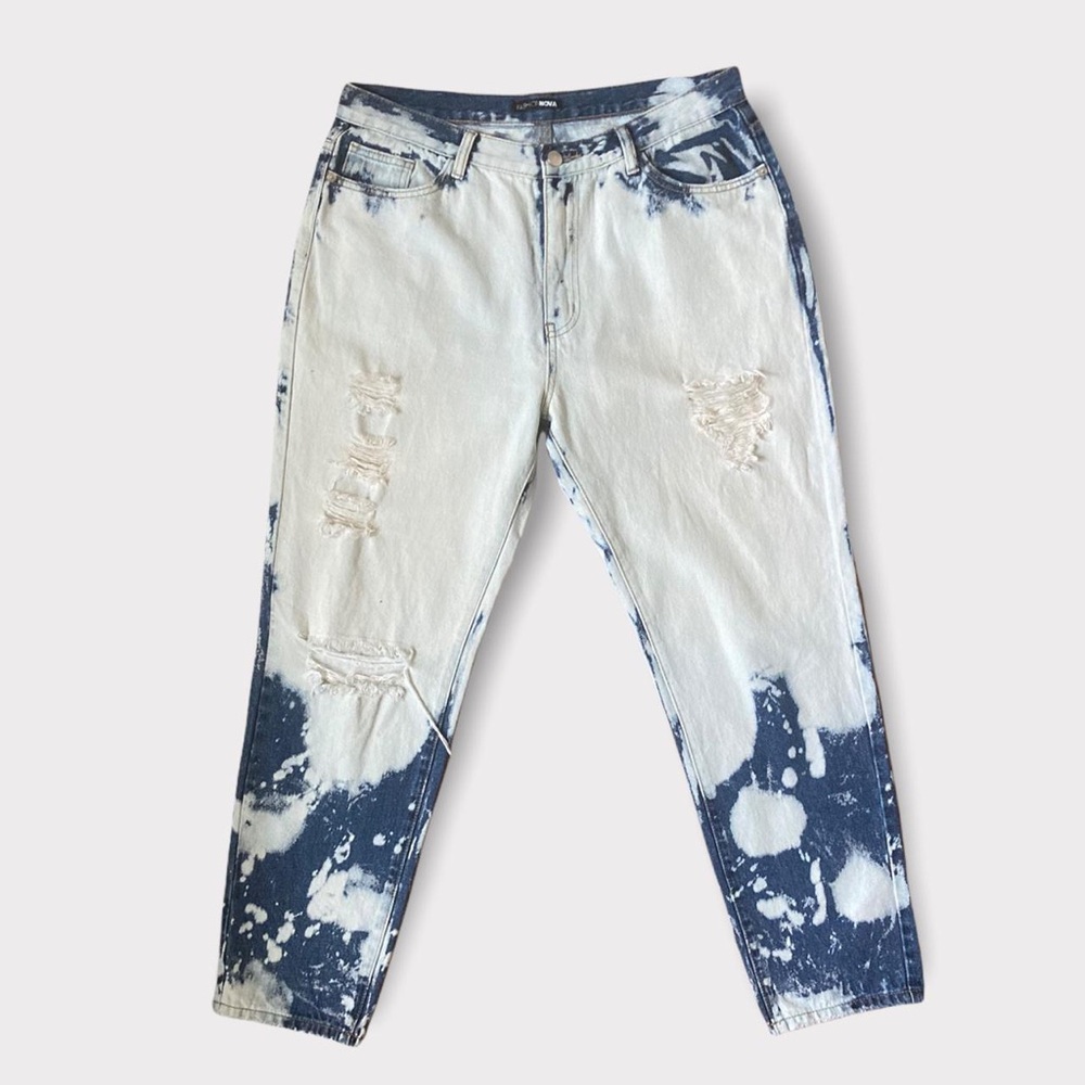 Fashion Nova Retro Bleach Distressed High Rise Skinny  Denim Jean Size Large